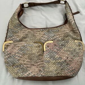 Bueno Earthy Tones Woven Hobo Bag